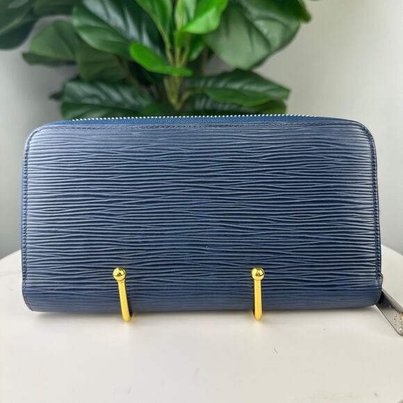 💎✨Authentic LOUIS VUITTON Epi Zippy Wallet Long Wallet Navy Blue - Picture 2 of 5